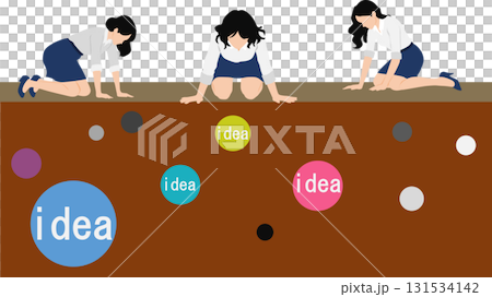 Illustration of a businesswoman with an idea 131534142