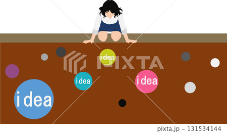 アイデアが閃くビジネスウーマンのイラスト	 131534144