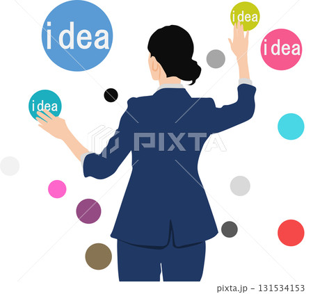 アイデアが閃くビジネスウーマンのイラスト	 131534153