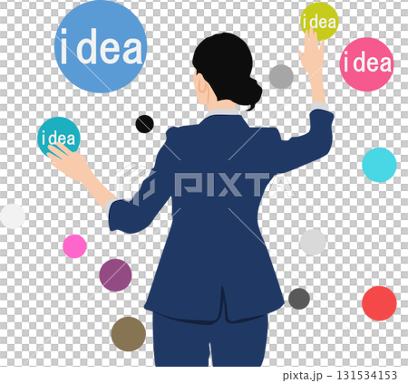 アイデアが閃くビジネスウーマンのイラスト	 131534153