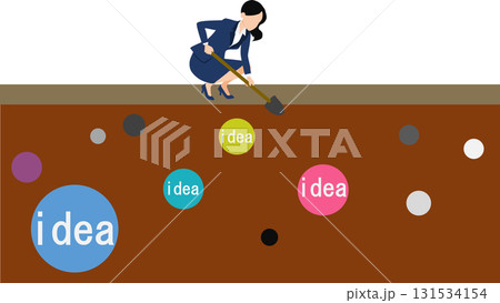 アイデアが閃くビジネスウーマンのイラスト	 131534154