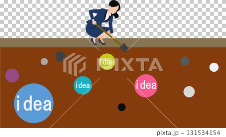 アイデアが閃くビジネスウーマンのイラスト	 131534154