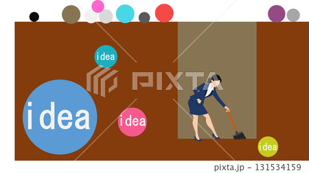 アイデアが閃くビジネスウーマンのイラスト	 131534159