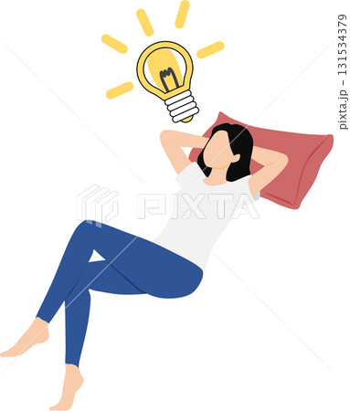 アイデアが閃くビジネスウーマンのイラスト	 131534379
