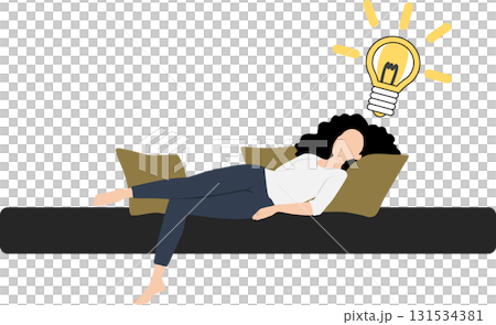 アイデアが閃くビジネスウーマンのイラスト	 131534381