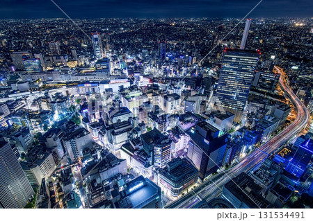 【夜景100選】東京都、サンシャイン60展望台から眺める池袋の夜景（池袋駅方面） 131534491