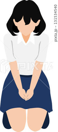 落ち込んでいる女性のイラスト	 131534540
