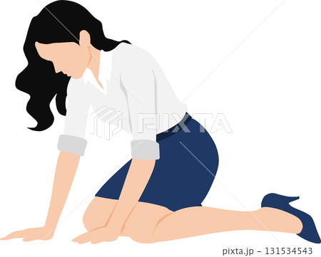 落ち込んでいる女性のイラスト 落ち込んでいる女性のイラスト 131534543