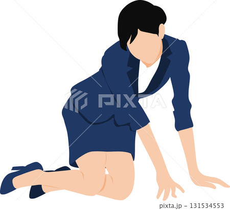 落ち込んでいる女性のイラスト	 131534553