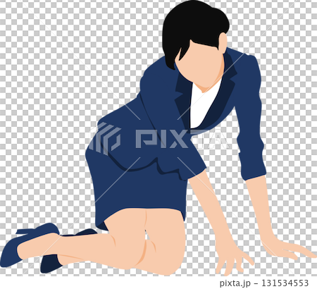 落ち込んでいる女性のイラスト	 131534553