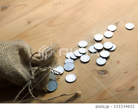 Silver coins in the bag Silver coins in the bag 131534622