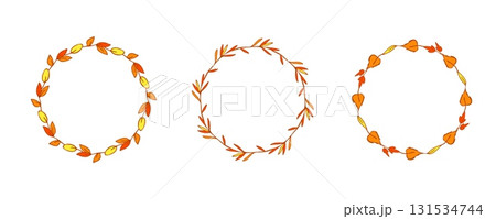 Simple hand drawn autumn leaf wreaths Simple hand drawn autumn leaf wreaths 131534744