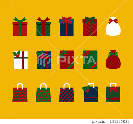 シンプルで可愛いクリスマスギフトのベクターイラストセット 131535025