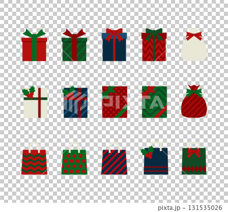 平面設計簡約聖誕包裝禮品插畫套裝 131535026