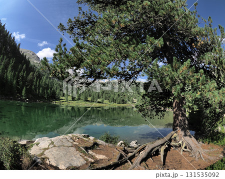 Fanes Park Lake Dolomites mountains Italy panorama Fanes Park Lake Dolomites mountains Italy panorama 131535092
