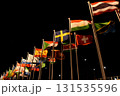 ライトアップされた世界の国旗 131535596