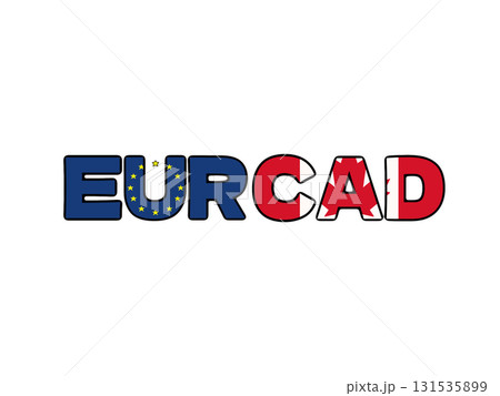 ユーロカナダドルのシンプルな国旗模様の通貨ペアイラスト ユーロカナダドルのシンプルな国旗模様の通貨ペアイラスト 131535899