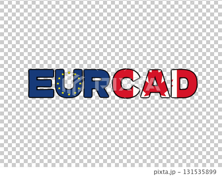 ユーロカナダドルのシンプルな国旗模様の通貨ペアイラスト ユーロカナダドルのシンプルな国旗模様の通貨ペアイラスト 131535899