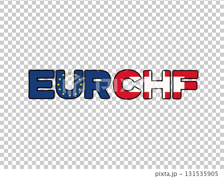 Simple illustration of the euro and swiss franc currency pair with national flag pattern Simple illustration of the euro and swiss franc currency pair with national flag pattern 131535905