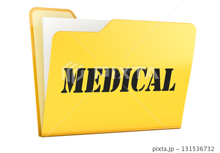 Medical, yellow folder. 3D rendering Medical, yellow folder. 3D rendering 131536732