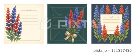 季節の花 9月 10月 サルビアの花デザインカード 131537450