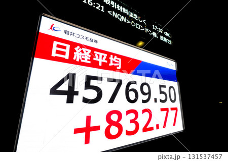 日本の東京都市景観最高値更新・4万5769円50銭。株価/終値＝10月3日、日本橋兜町 131537457