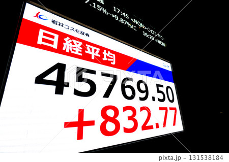 日本の東京都市景観最高値更新・4万5769円50銭。株価/終値＝10月3日、日本橋兜町 131538184