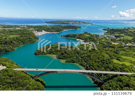 群馬県 四万温泉の温泉街と旅館群の空撮写真 群馬県 四万温泉の温泉街と旅館群の空撮写真 131539679