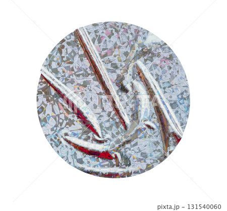 Round holographic duct foil sticker surface with wrinkles and colorful transparent background iridescent on shimmer Round holographic duct foil sticker surface with wrinkles and colorful transparent background iridescent on shimmer 131540060