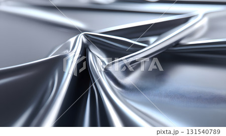 Smooth reflective surface liquid metal texture abstract design crumpled fabric shiny material modern aesthetic artistic background metallic sheen elegant drapery contemporary style Smooth reflective surface liquid metal texture abstract design crumpled fabric shiny material modern aesthetic artistic background metallic sheen elegant drapery contemporary style 131540789