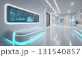 futuristic financial consulting room featuring sleek design, glowing accents, and digital charts on walls, creating modern and innovative atmosphere 131540857