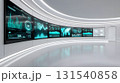 futuristic financial consulting room featuring advanced digital charts and graphs displayed large screens. sleek design and modern technology create innovative atmosphere for data analysis 131540858