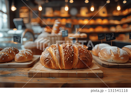 Bread on the kitchen table, baking wallpaperのイラスト素材 [131541118] - PIXTA