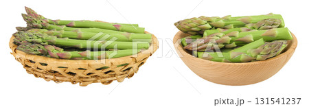 fresh asparagus in in a wicker basket isolated on white background fresh asparagus in in a wicker basket isolated on white background 131541237