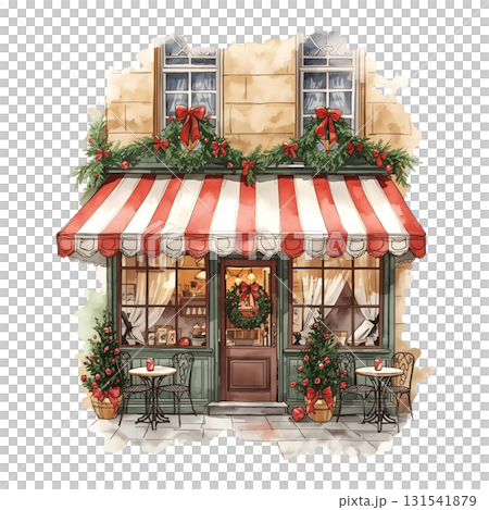 クリスマス装飾のヨーロッパ風カフェ・お店のイラスト クリスマス装飾のヨーロッパ風カフェ・お店のイラスト 131541879