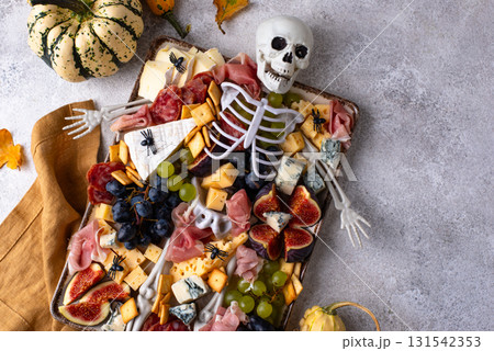 Assortment of cheese and meat appetizers 131542353