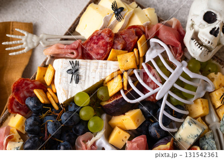 Assortment of cheese and meat appetizers Assortment of cheese and meat appetizers 131542361