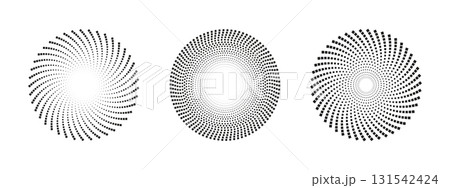 Black halftone circular dotted frame. Abstract spray dot texture isolated on white background. Vector minimal design element. 131542424