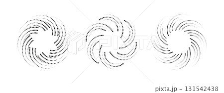 Collection of abstract dotted sound wave frames in black. Circular audio spectrum design with smooth oscillations. Minimalist vector template for music posters and digital artwork. Collection of abstract dotted sound wave frames in black. Circular audio spectrum design with smooth oscillations. Minimalist vector template for music posters and digital artwork. 131542438