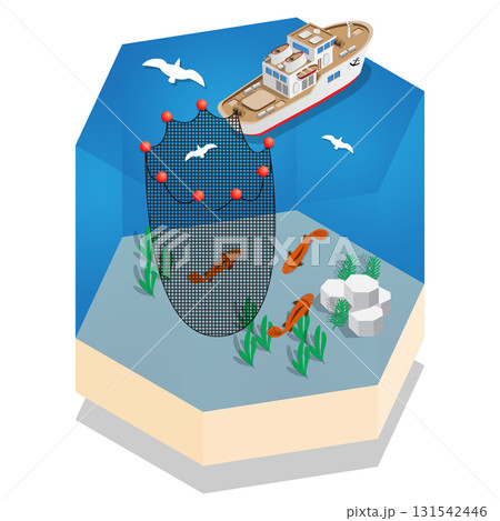 The boat for fishing. Isometric. Vector illustration. The boat for fishing. Isometric. Vector illustration. 131542446
