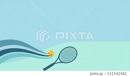 テニスをモチーフにしたフラットデザイン背景 131542482