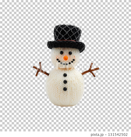 Snowman stuffed toy wearing a top hat Snowman stuffed toy wearing a top hat 131542502