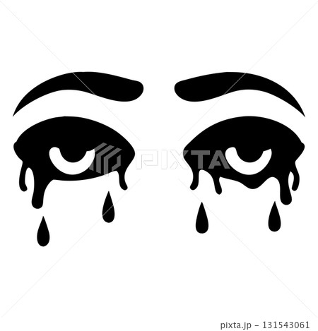 Black eyes are visibly crying; tears are dripping down the face 131543061