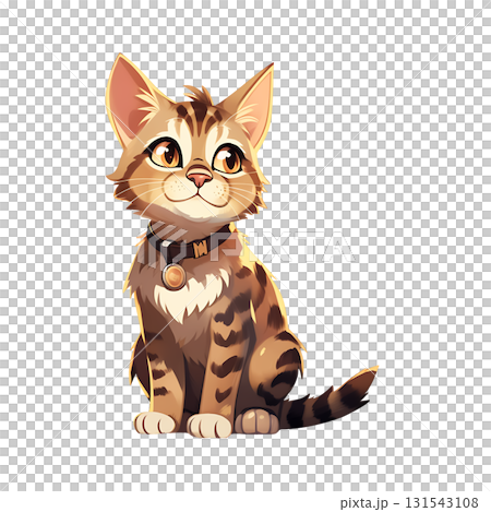 幸せそうに座る縞模様の猫のイラスト 幸せそうに座る縞模様の猫のイラスト 131543108