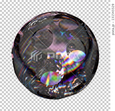 Glass Sphere with Violet Spectral Refraction on Transparent Background 131543329