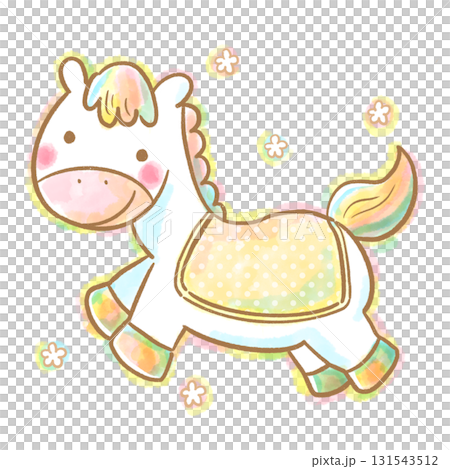 Cute pastel colored horse illustration painted in watercolor Cute pastel colored horse illustration painted in watercolor 131543512