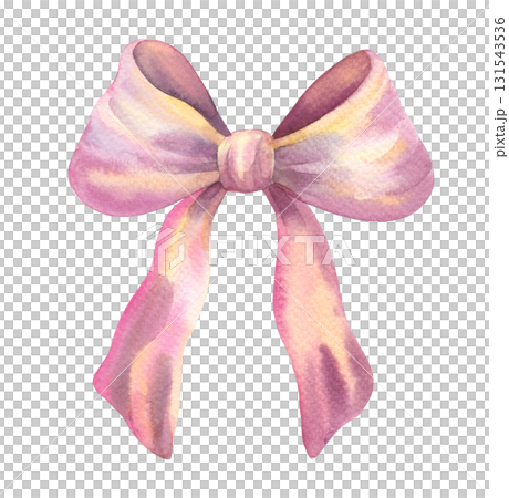 Pink bow. Watercolor handmade illustration. For packaging design, cards, cover, prints, product labels and fabric. Pink bow. Watercolor handmade illustration. For packaging design, cards, cover, prints, product labels and fabric. 131543536