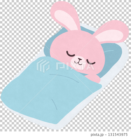 兔子在床上睡覺的插圖 131543975