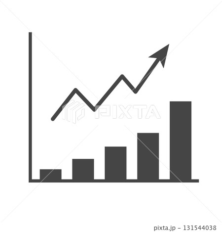 シンプルな棒グラフと折れ線グラフ|ビジネス風成長アイコン シンプルな棒グラフと折れ線グラフ|ビジネス風成長アイコン 131544038