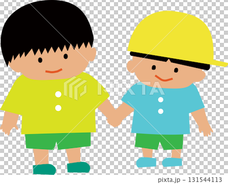 手をつなぐ子ども 131544113
